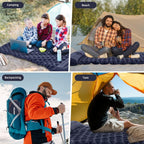 Double inflatable air mattress with pillow and built-in pump