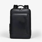 Leather backpack with USB charging port for 15.6-inch laptop