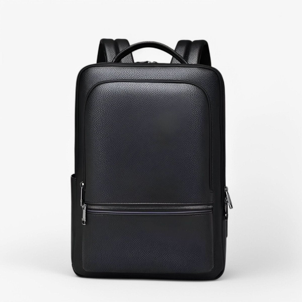 Leather backpack with USB charging port for 15.6-inch laptop