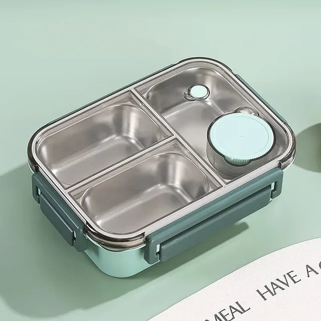 Insulated stainless steel lunchbox with bento compartments