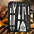 Grillbesteck-Set Edelstahl mit Tragetasche – 9-teilig