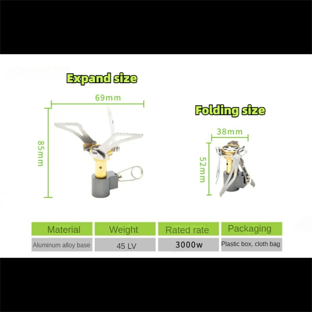 Foldable Mini Gas Stove 45g – Ultralight for Camping and Outdoor Use
