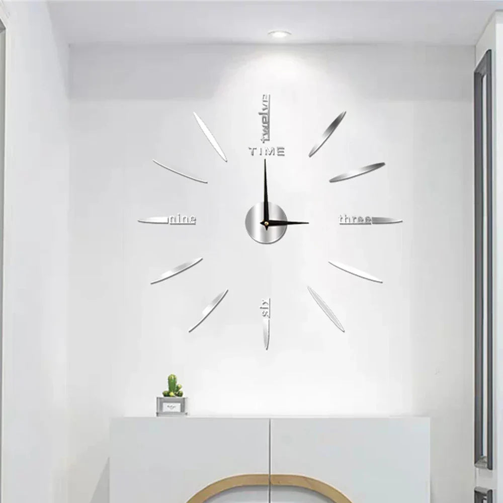3D Wall Clock for Self-Sticking – Modern Acrylic Look