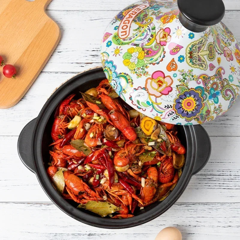 Keramik-Tajine mit Blumenmuster – 2 Liter