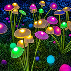 Solar mushroom light with 6 swinging lamp heads – set of 2