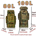 Tactical Backpack 80L–100L for Hiking and Camping