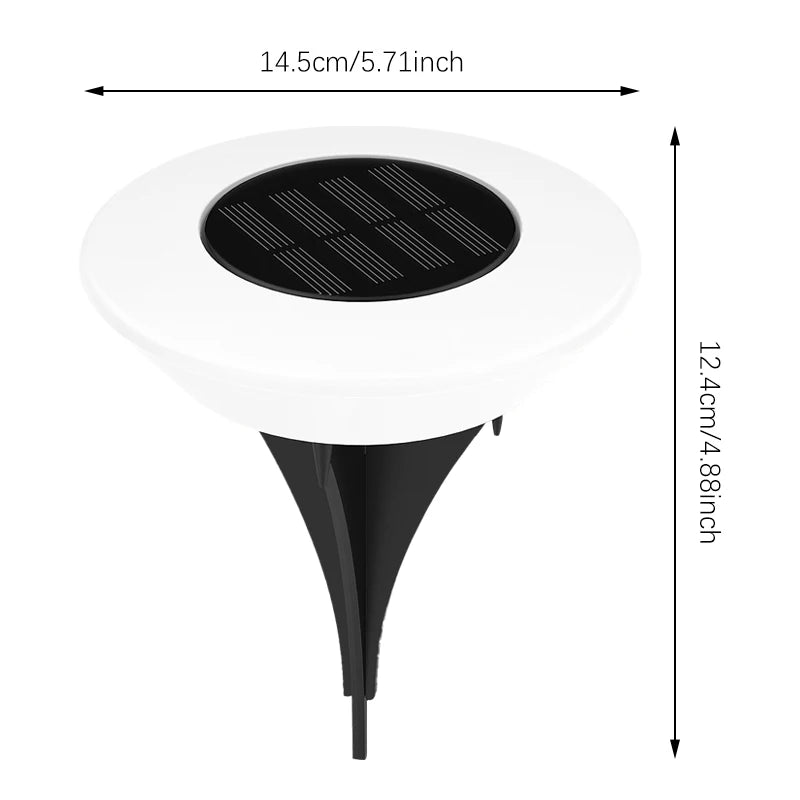 Solar ground light with 14 LEDs and 360° ground illumination – Set of 4