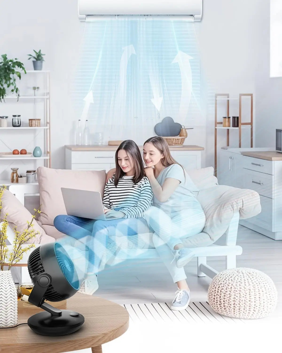 Tischventilator mit Timer – leise Luftzirkulation, 6 Stufen