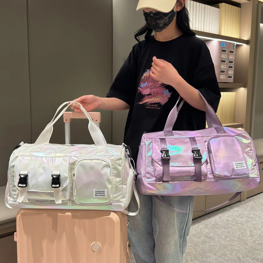 Reisetasche Nylonx 20 cm mit Schuhfach Hologramm