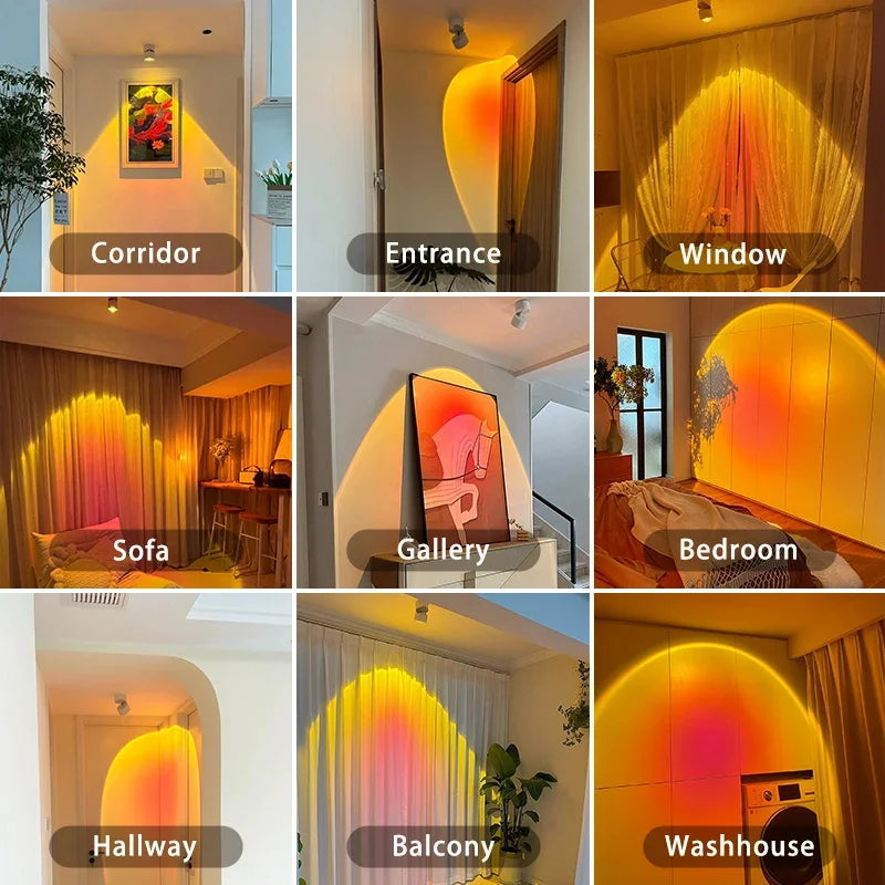 LED Sonnenuntergang Wandstrahler – Warmes Farbverlauf-Licht
