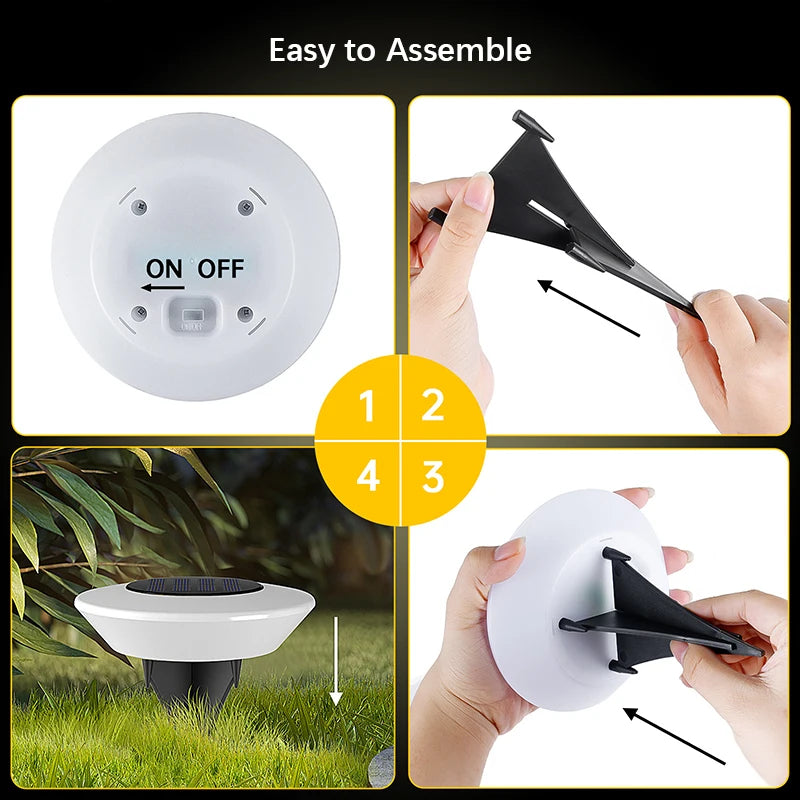 Solar ground light with 14 LEDs and 360° ground illumination – Set of 4
