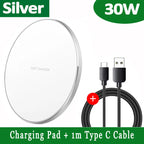 Drahtlose Ladestation 30W mit LED-Ring und USB-C-Kabel