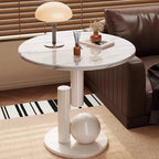 Runder Beistelltisch mit Marmor-Optik Tischplatte