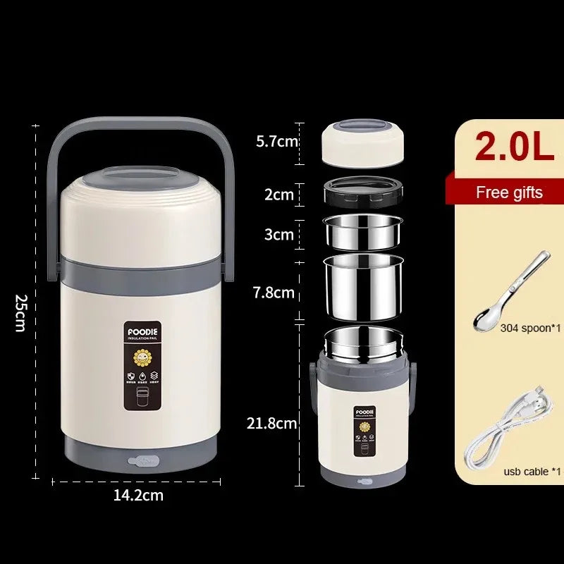 Elektrische Lunchbox USB mit Warmhaltefunktion 2,0 l