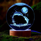 Crystal glass ball with 3D laser engraving & color-changing LED base