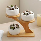 Bamboo table shelf with multi-level display surface