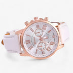 Elegante Damenuhr mit echtem Lederarmband