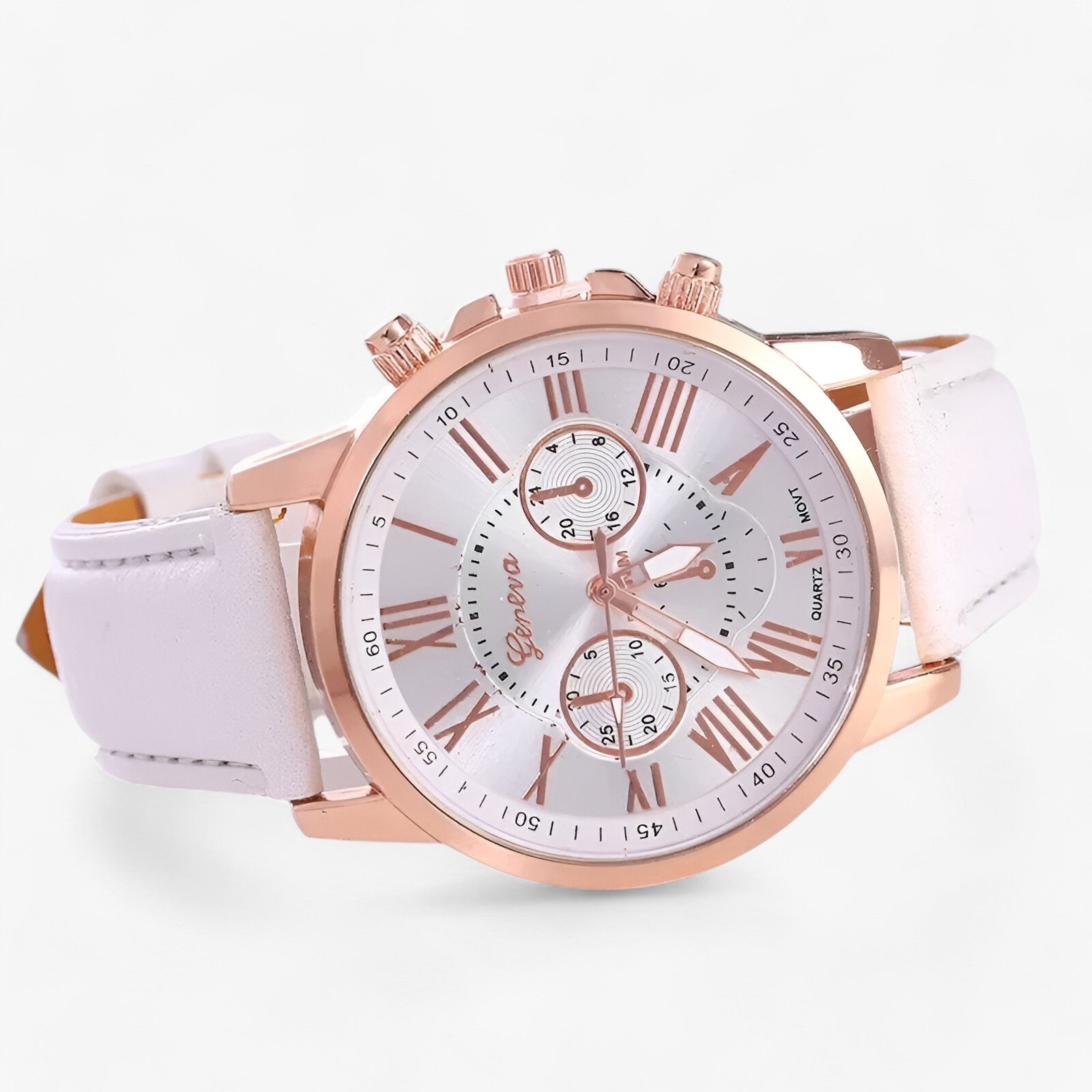 Elegante Damenuhr mit echtem Lederarmband