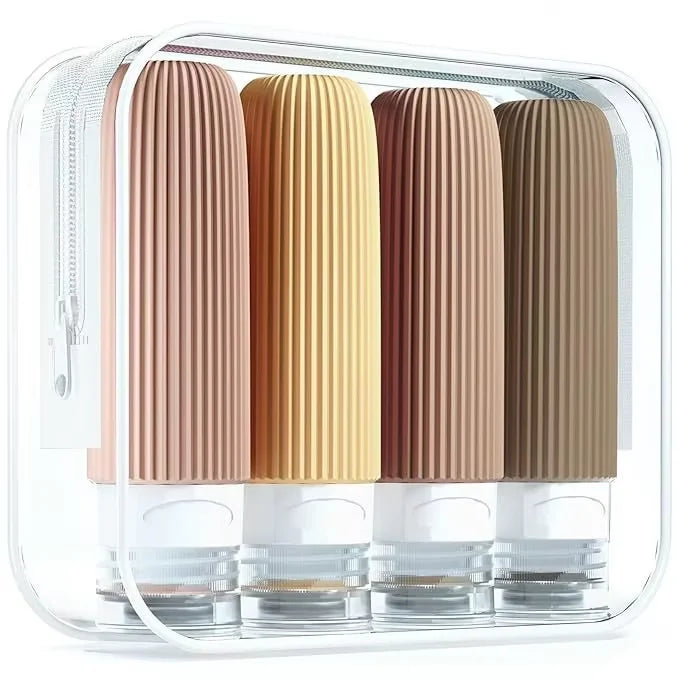 Reiseflaschen Set Silikon 90 ml mit Kulturbeutel