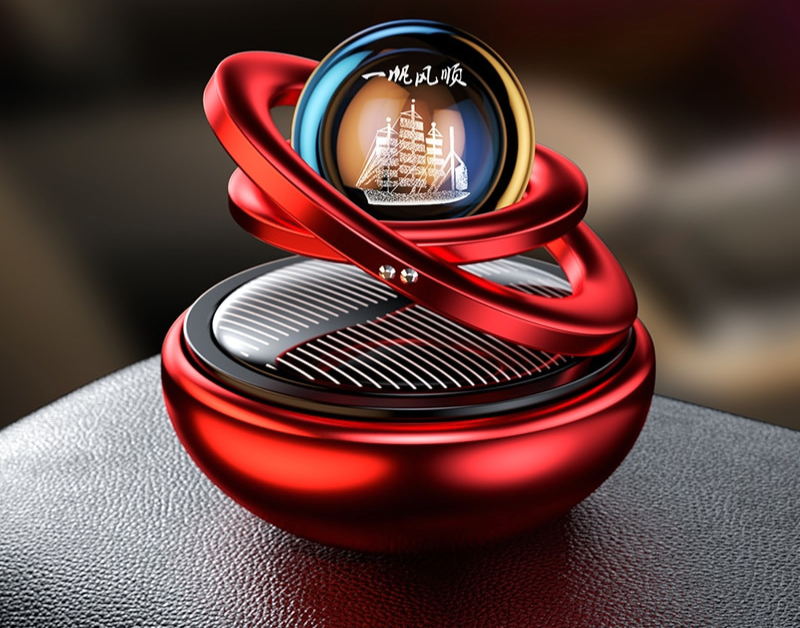 Solar Car Air Freshener – Rotating Orbital Design with Scent Stone