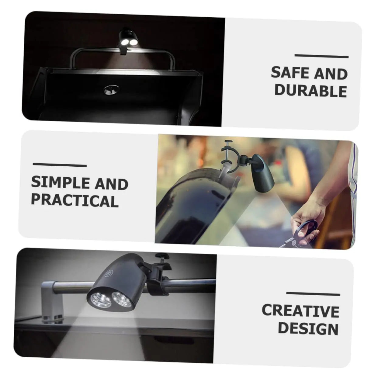 LED-Grilllampe mit 360°-Drehhalterung und Clip
