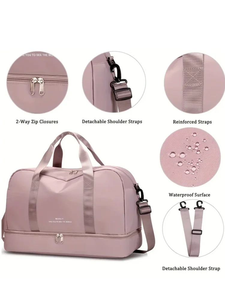 Reisetasche mit separatem Schuhfachx 24 cm Pink