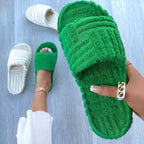 Terry Cloth Slippers – Soft and Warm Open-Toe Sandals