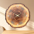 Wanduhr im Baumscheiben-Design mit lautlosem Uhrwerk