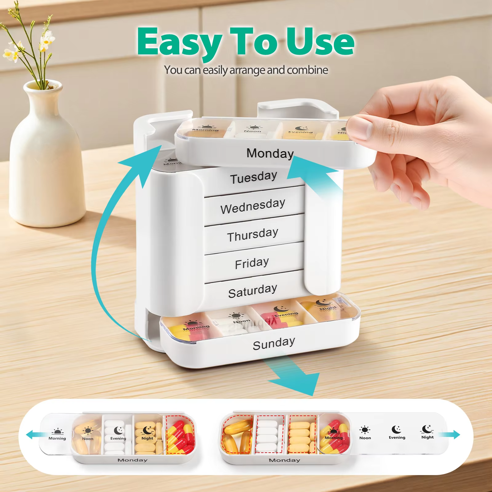 7-Day Pill Organizer with Weekday Labels