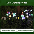 Solar mushroom light with 6 swinging lamp heads – set of 2
