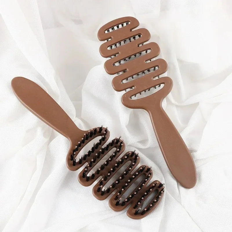 Hairbrush with Wild Boar Bristles and Ergonomic Handle