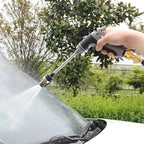 Expandable garden hose with high-pressure spray gun – Expands to 3 times its length