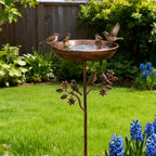 Birdbath with decorative metal spike – Vintage copper look