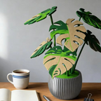 Coaster with Monstera Artificial Plant – Surface Protection with Decorative Accent