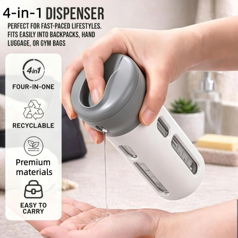 Reise-Dosierflasche 4-in-1 nachfüllbar und auslaufsicher