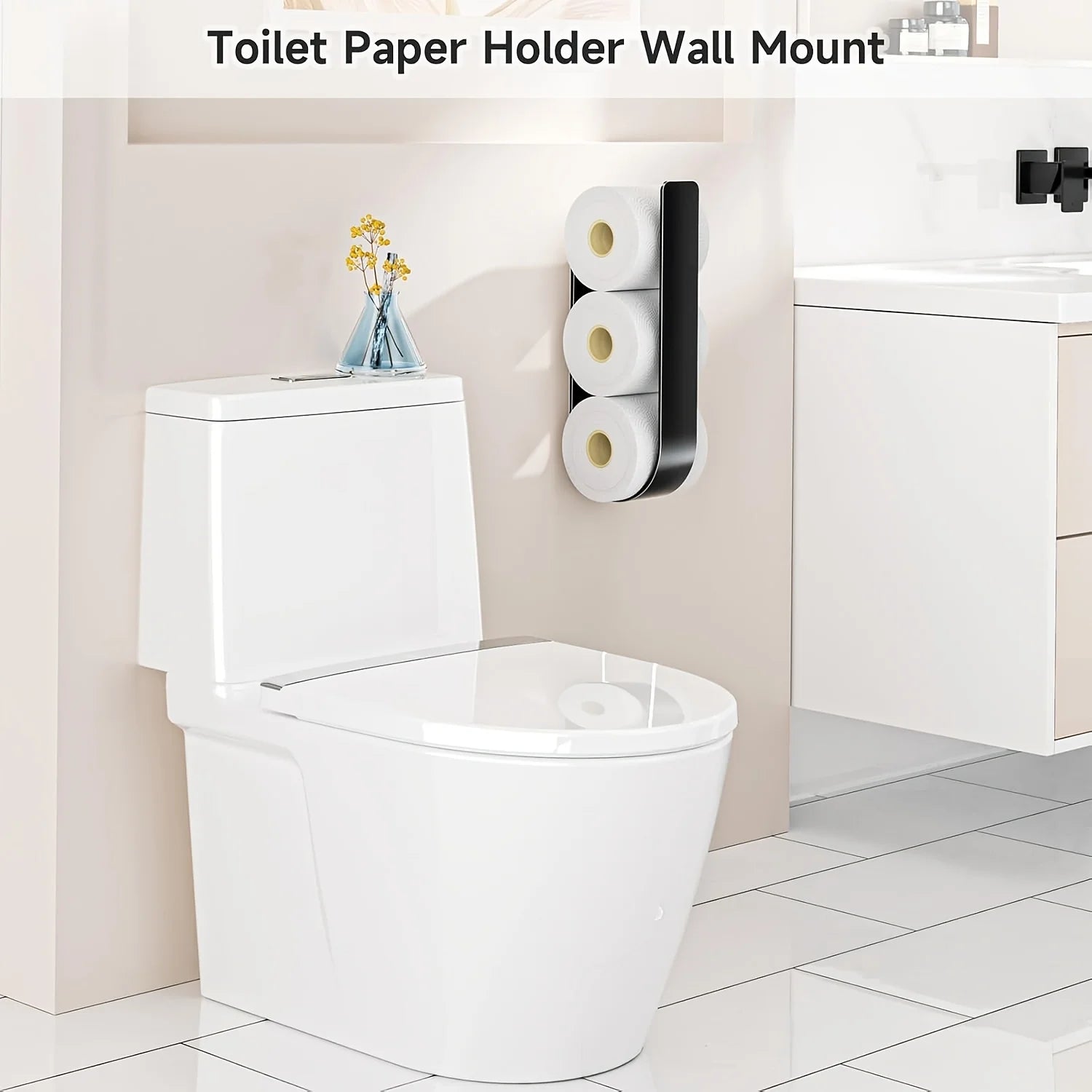 Toilettenpapierhalter ohne Bohren für 3 Rollen Schwarz