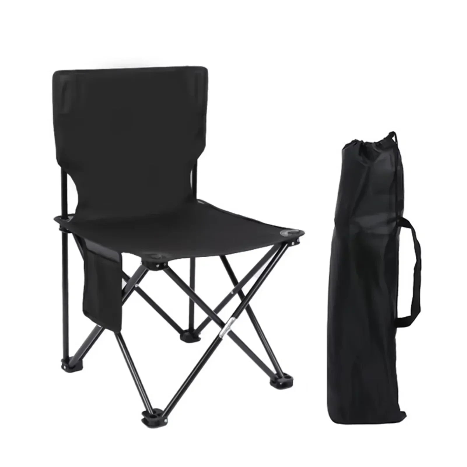 Folding chair for camping and outdoor use with carrying bag