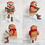 Owl edge-sitter figurine with book, glasses and scarf – 15 cm