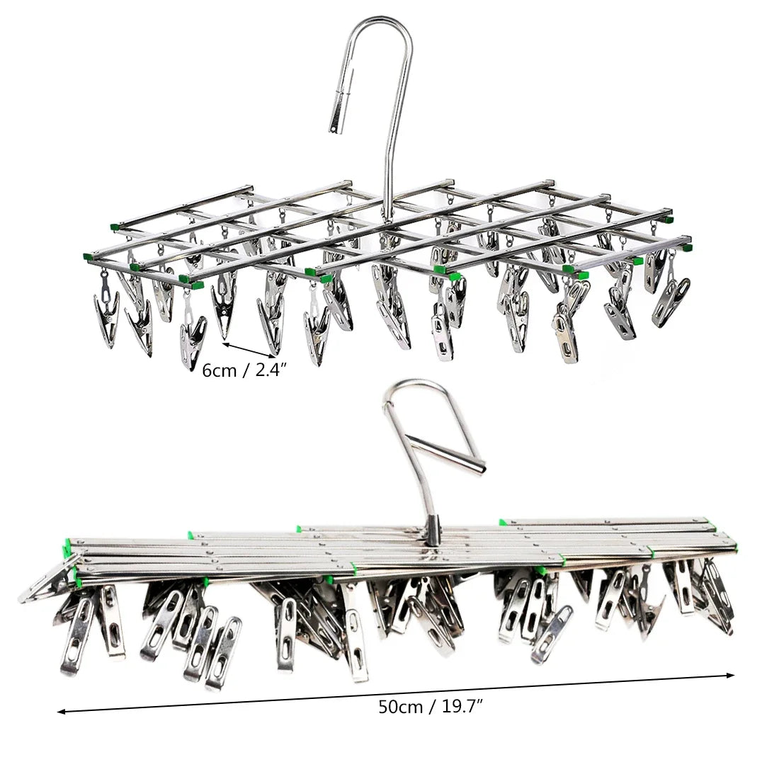 Wäschetrockner klappbar mit 35 Clips Edelstahl