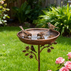Birdbath with decorative metal spike – Vintage copper look