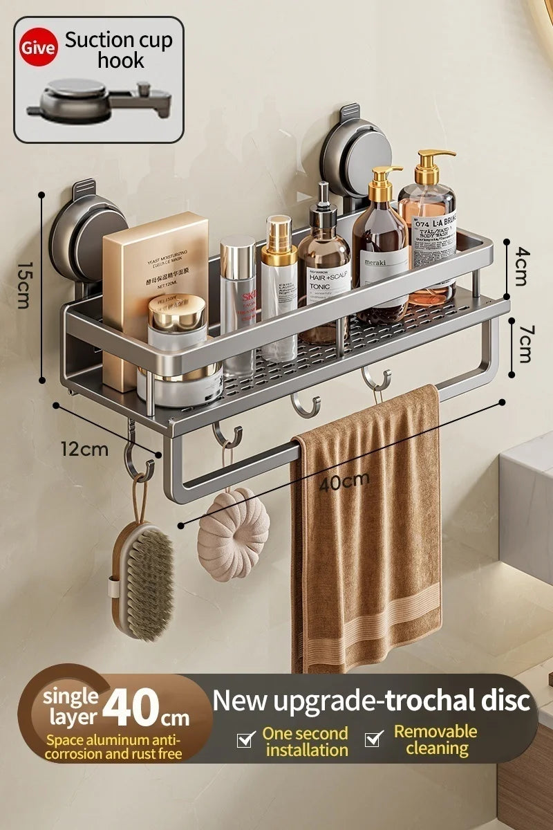 Bathroom shelf with suction cup – No drilling required