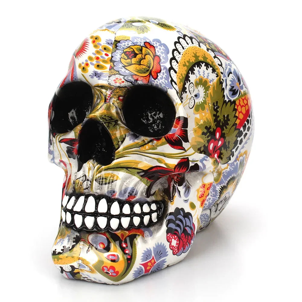 Decorative skull with Mexican floral pattern
