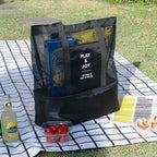 2-in-1 beach bag with insulated cooler compartment