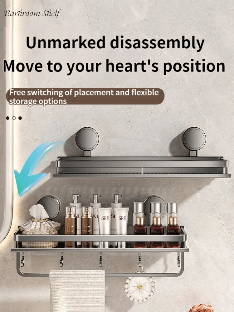 Suction Cup Bathroom Shelf – Drill-Free Wall Mounting in 3 Sizes