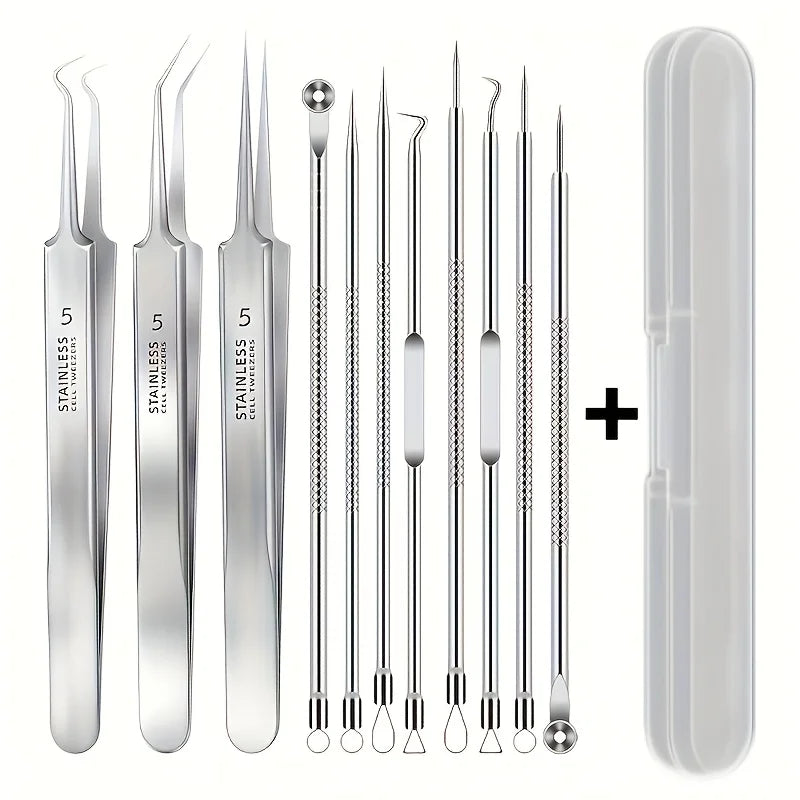 Mitesser-Entferner Set Edelstahl 8-teilig