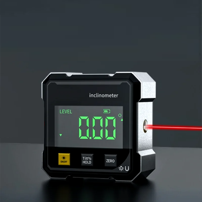 Digital angle gauge with laser and magnetic base