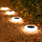Solar ground light with 14 LEDs and 360° ground illumination – Set of 4
