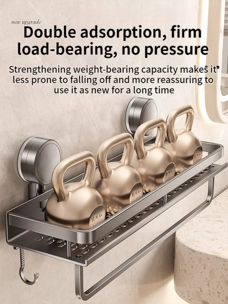Suction Cup Bathroom Shelf – Drill-Free Wall Mounting in 3 Sizes