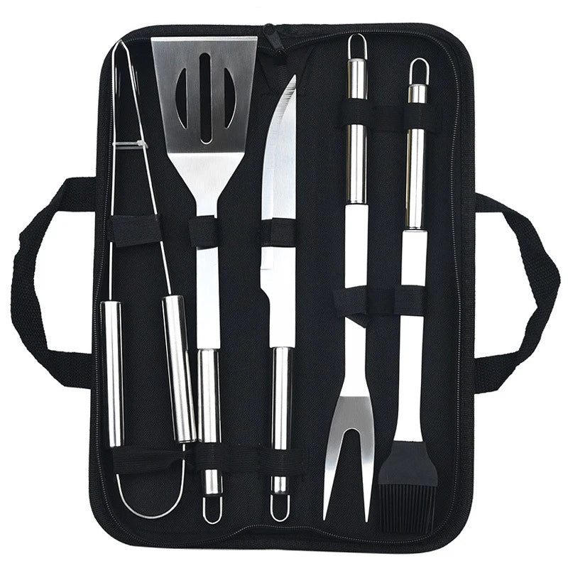 Grillbesteck-Set Edelstahl mit Tragetasche – 9-teilig