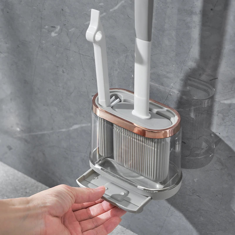 Silicone Toilet Brush Set with Wall Mount & Drain Cleaner